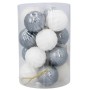 Ялинкова іграшка Chomik пластикові кульки 16 шт, 4 см, сріблясті і біли (5900779877351_3)