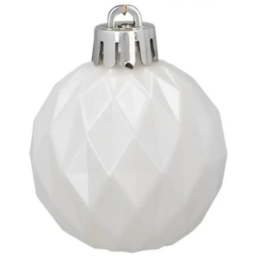 Ялинкова іграшка Chomik пластикові кульки 16 шт, 4 см, сріблясті і біли (5900779877351_3)