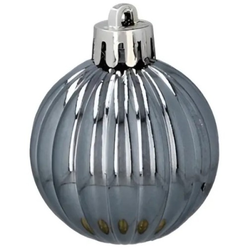 Ялинкова іграшка Chomik пластикові кульки 16 шт, 4 см, сріблясті і біли (5900779877351_3)