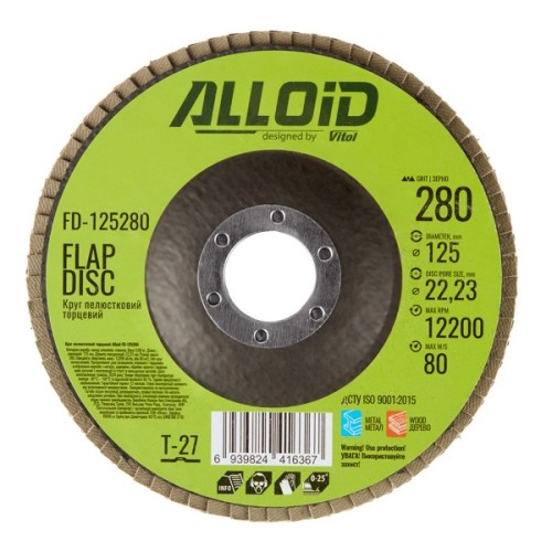 Круг зачистний Alloid торцевий, пелюстковий, 125мм, зерно 280, T27 (FD-125280)