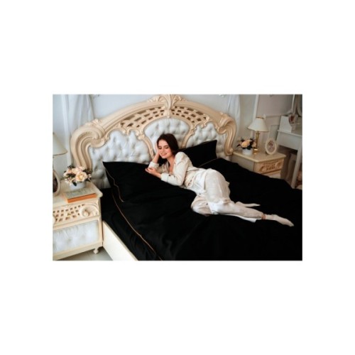 Постільна білизна MirSon Сатин Premium Corner Black Pearl 143x210x2 (2200001484504)