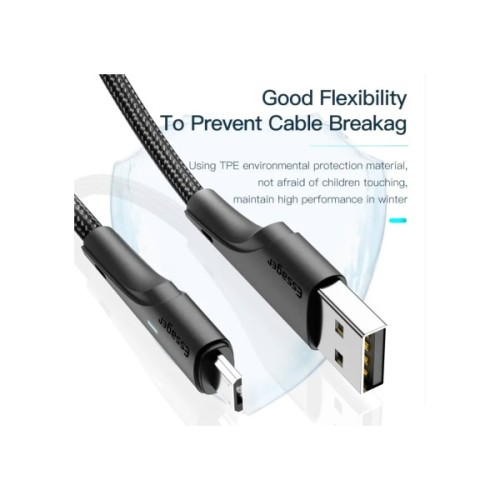 Дата кабель USB 2.0 AM to Micro 5P 1.0m 3A black Essager (EXCM-LS01)