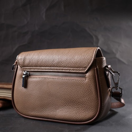 Сумка Vintage Жіноча напівкругла з магнітом-засувкою з натуральної шкіри Бежева (22440)