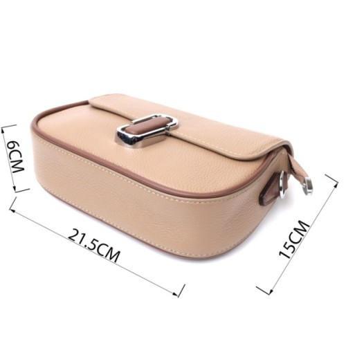 Сумка Vintage Жіноча напівкругла з магнітом-засувкою з натуральної шкіри Бежева (22440)