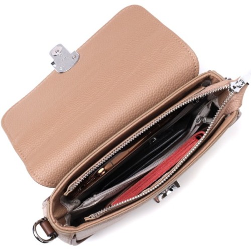 Сумка Vintage Жіноча напівкругла з магнітом-засувкою з натуральної шкіри Бежева (22440)