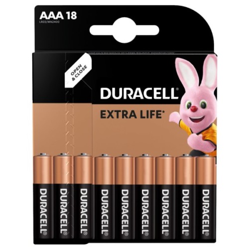 Батарейка Duracell AAA лужні 18 шт. в упаковці (5000394107557 / 81546741)