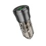 Зарядний пристрій BOROFONE 1xUSB-C PD + 1xUSB 38W car adapter transparent black (6941991106965)
