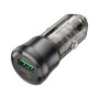 Зарядний пристрій BOROFONE 1xUSB-C PD + 1xUSB 38W car adapter transparent black (6941991106965)