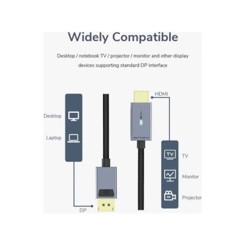 Кабель мультимедійний DisplayPort M to HDMI M 1.8m 4K30Hz Cabletime (CA915323)