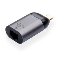 Перехідник USB-C to RJ45 Ethernet 1000Mbps compact Vinga (VCPATCLGBC)