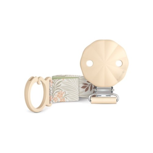 Кліпса для пустушок Suavinex Poetry із тканинною стрічкою, бежева (403000)