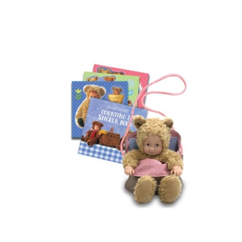 Пупс Anne Geddes набір Маленьке Ведмежатко з сумкою та стікерами 23 см (21071AG)