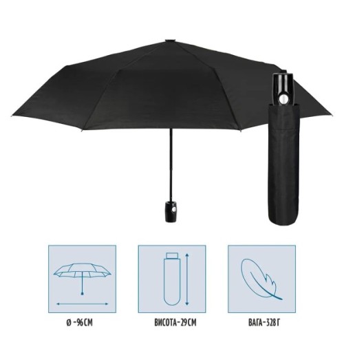 Парасоля Perletti Ombrelli promozionali Складана Автоматична Чорна (96007-01)