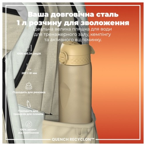 Пляшка для води ION8 OneTouch 1000 мл BPA Free, Desert (I8RF1000DES)