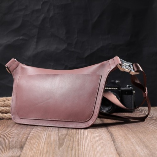 Сумка Grande Pelle Бананка з натуральної шкіри Бежева (22816)