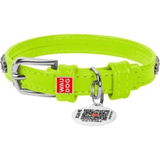 Нашийник для тварин WAUDOG Glamour з QR-паспортом "Стрази" XS Ш 9 мм салатовий (33065)