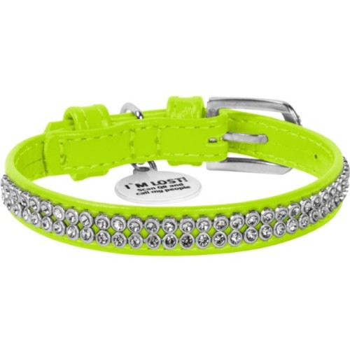 Нашийник для тварин WAUDOG Glamour з QR-паспортом "Стрази" XS Ш 9 мм салатовий (33065)
