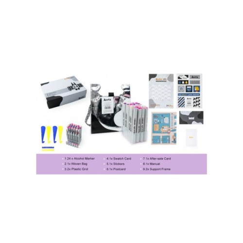 Художній маркер Arrtx Спиртові Oros ASM-03PL 24 кольори, фіолетові відтінки (LC302505)