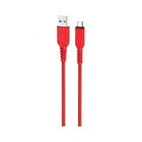 Дата кабель USB 2.0 AM to Micro 5P 1.0m 2.4A nylon X59 red HOCO (6931474744906)
