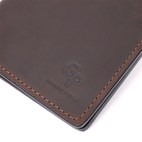 Портмоне Grande Pelle Шкіряне з тримачем для Apple AirTag Коричневе (11624)