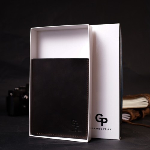 Портмоне Grande Pelle Шкіряне з тримачем для Apple AirTag Коричневе (11624)