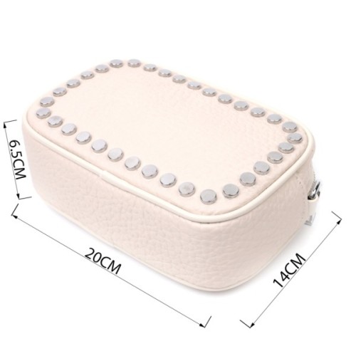 Сумка Vintage Шкіряна декорована металевими кнопками Біла (22334)