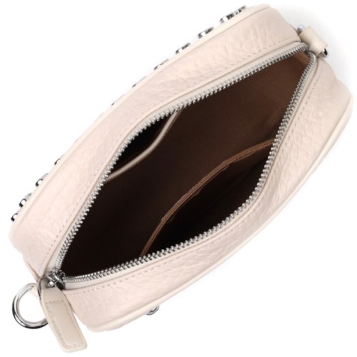 Сумка Vintage Шкіряна декорована металевими кнопками Біла (22334)