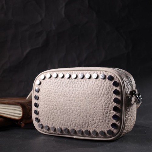 Сумка Vintage Шкіряна декорована металевими кнопками Біла (22334)