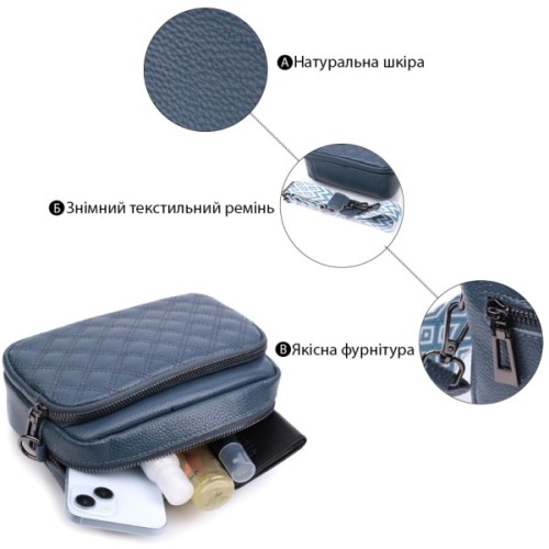 Сумка Vintage З натуральної шкіри Синя (22636)