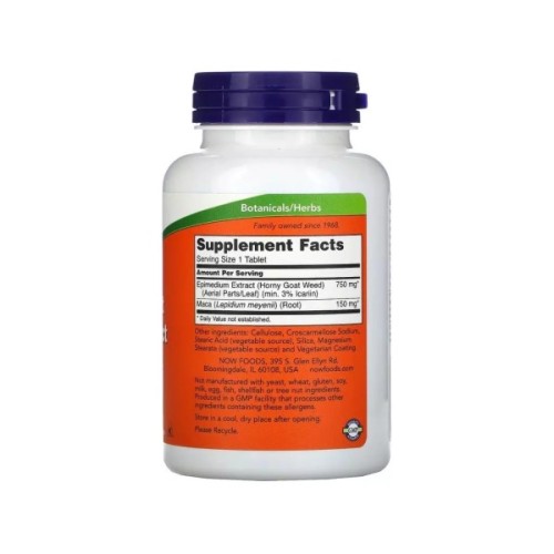 Вітамінно-мінеральний комплекс Now Foods Горянка (епімедіум), 750 мг, Horny Goat Weed Extract, 90 таблеток (NOW-04758)