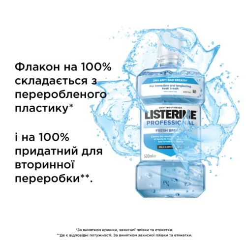 Ополіскувач для порожнини рота Listerine Professional Свіжий подих+ 500 мл (3574661860558)