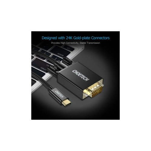 Кабель мультимедійний USB-C to VGA M 1.8m black Choetech (XCV-1801-BK)