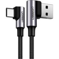 Дата кабель USB 2.0 AM to USB-C 3.0m 3A 90° corner US176 black Ugreen (70875)