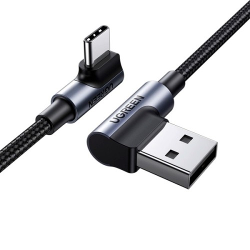 Дата кабель USB 2.0 AM to USB-C 3.0m 3A 90° corner US176 black Ugreen (70875)