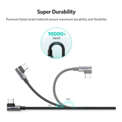 Дата кабель USB 2.0 AM to USB-C 3.0m 3A 90° corner US176 black Ugreen (70875)