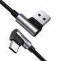 Дата кабель USB 2.0 AM to USB-C 3.0m 3A 90° corner US176 black Ugreen (70875)