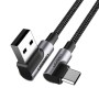 Дата кабель USB 2.0 AM to USB-C 3.0m 3A 90° corner US176 black Ugreen (70875)