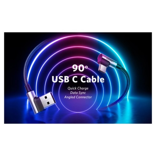Дата кабель USB 2.0 AM to USB-C 3.0m 3A 90° corner US176 black Ugreen (70875)