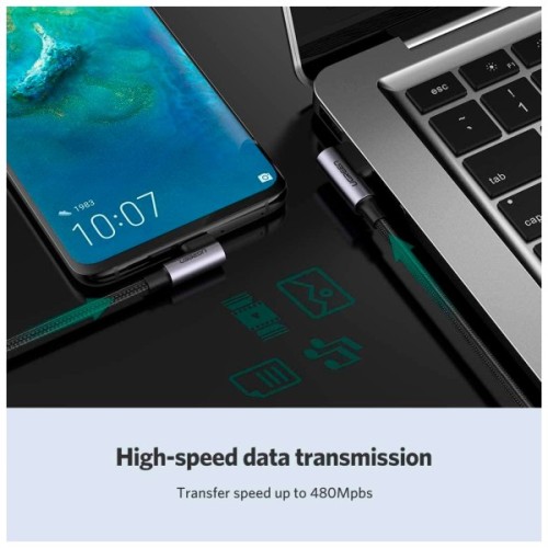 Дата кабель USB 2.0 AM to USB-C 3.0m 3A 90° corner US176 black Ugreen (70875)