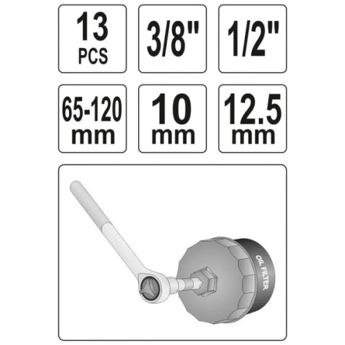 Автомобільний зйомник Yato масляних фільтрів 3/8"-1/2" 13шт (YT-0594)