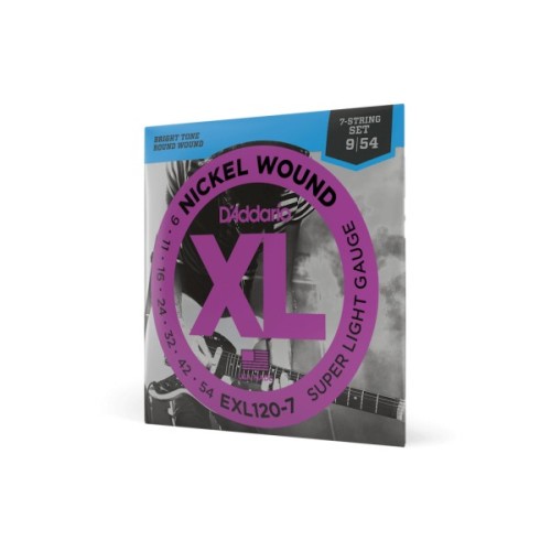 Струни для гітари D'Addario XL Nickel Wound Super Light 7-String (09-54) (EXL120-7)
