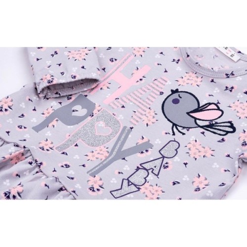 Кофта дитяча Breeze з пташкою "HAPPY" (10647-80G-gray)