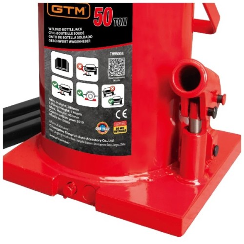Домкрат GTM гідравлічний пляшковий 50т (280-450мм) (TH95004)