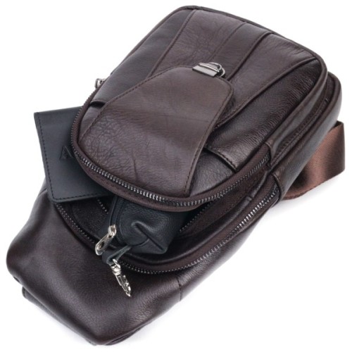 Сумка Vintage Чоловіча через плече з натуральної шкіри Коричнева (21306)