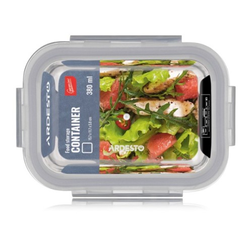 Харчовий контейнер Ardesto Gemini прямокутний, 0.38л, боросилікатне скло, прозорий (AR1240BRC)