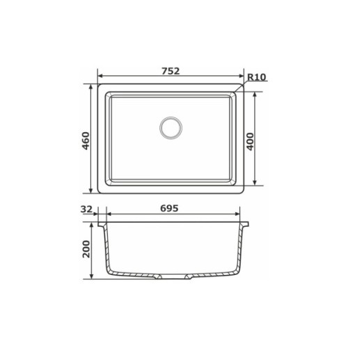 Мийка кухонна GRANADO Under top XL avena (gr3702)