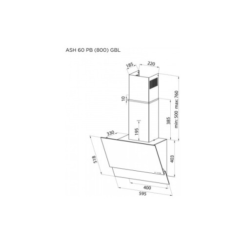 Витяжка кухонна Pyramida ASH 60 PB (800) XGBL