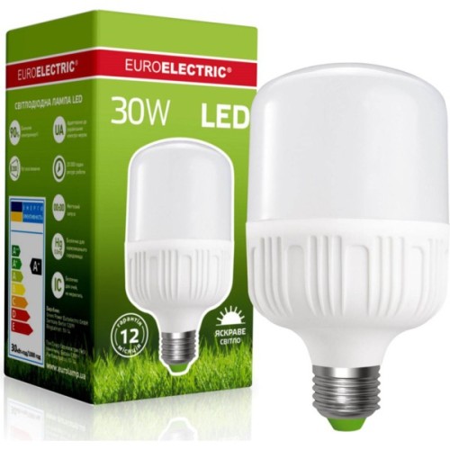 Лампочка EUROELECTRIC Plastic 30W E27 4000K 220V (LED-HP-30274(P))