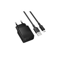 Зарядний пристрій BOROFONE BAS71A USB + cable USB to Micro 5P 2.1A black (6941991122590)
