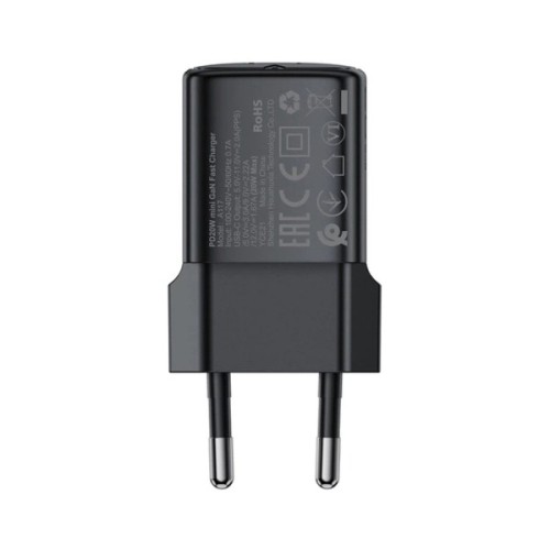 Зарядний пристрій Acefast A117 USB-C PD20W GaN black (6974316284987)